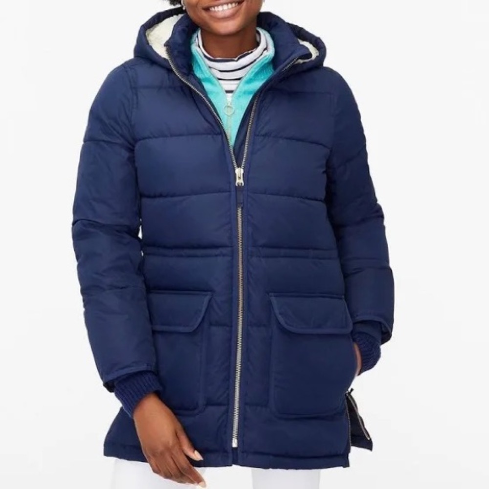 NWT Navy Blue Jcrew Factory Vail Puffer Coat